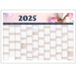 Vægkalender 2025 i rosa med pæoner design